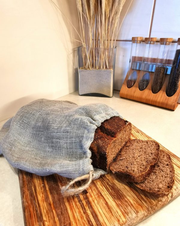 Lininis maišelis duonai ir pirkiniams